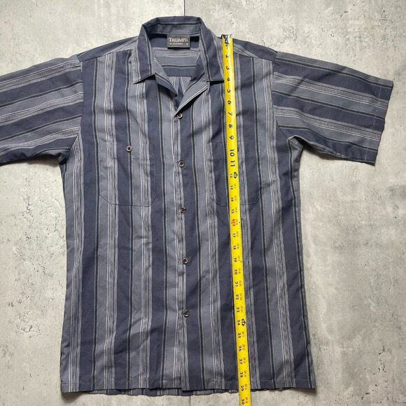 Vtg Triumph Of California Mens Small Striped Short Sleeve Button Up Shirt Gray - Picture 6 of 7